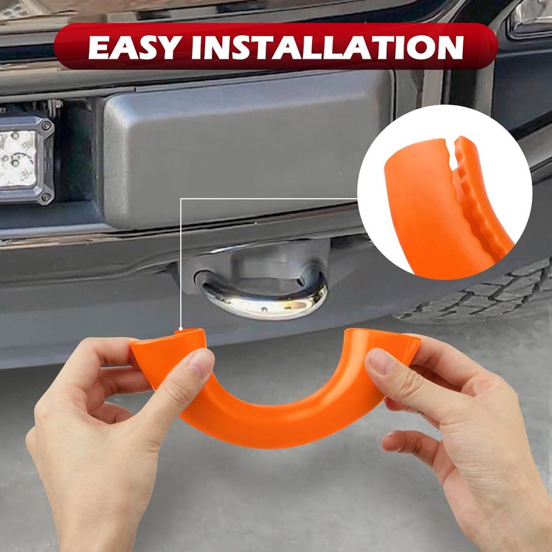 TECHPICCO Tow Hook Covers for Ford F150 2004-2025 Bronco Base/Big Bend/Outer Banks 2021-2025 Compatible with Toyota Tundra Accessories 2017-2021|(Bright Orange). - Image 5